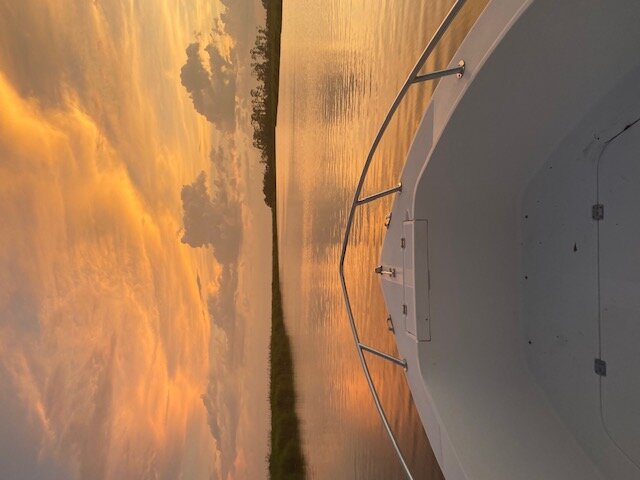 boat with sunset